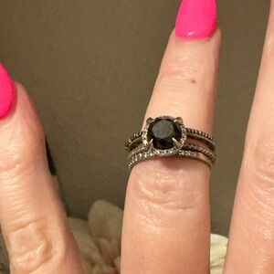 Black diamond wedding set